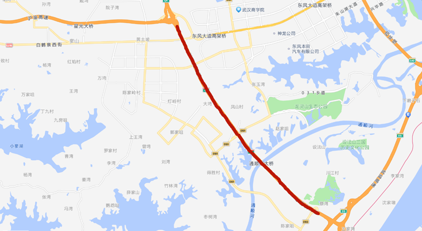 最新孝洪高速路线图